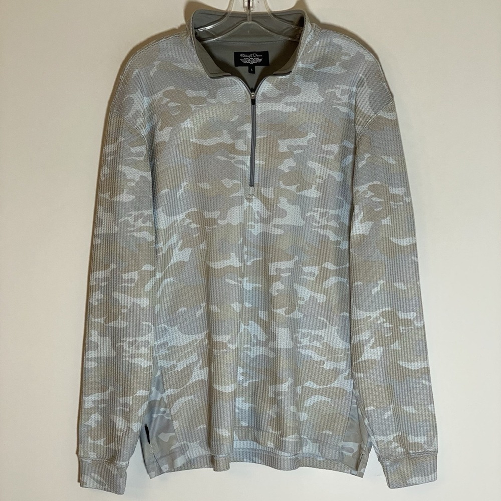 Straight Down Pullover Mens Large Tan Camo Golf Sweater Golfing Southern Hills L